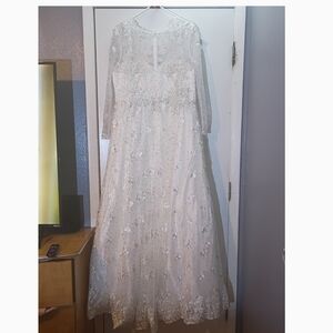 Annabelle Ivory Beaded Lace Long Sleeve Gown